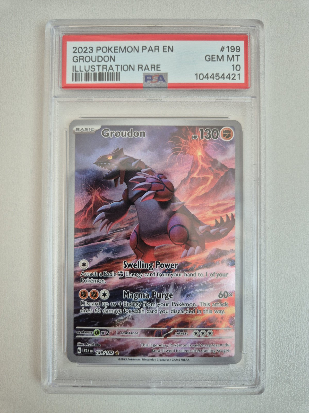 PSA 10 GEM MINT Groudon 199/182 Paradox Rift 2023 Illustration Rare Pokemon