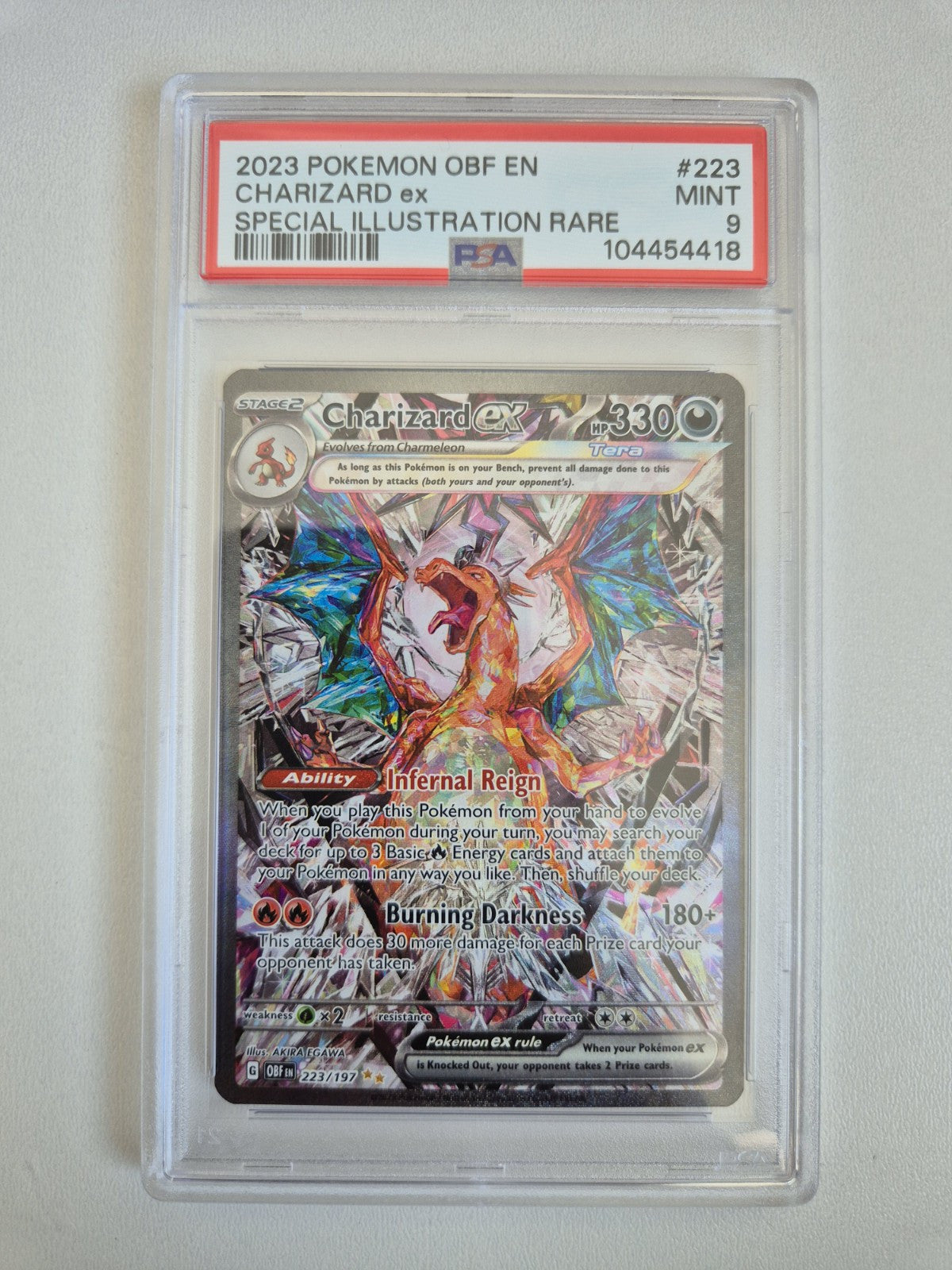 PSA 9 Charizard ex Sv03: Obsidian Flames 223/197 Holo Pokémon TCG - MINT