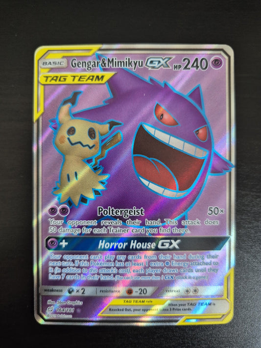 Gengar & Mimikyu GX 164/181 S&M Team Up Pokemon NM/LP (Slight Scratch See Pics)