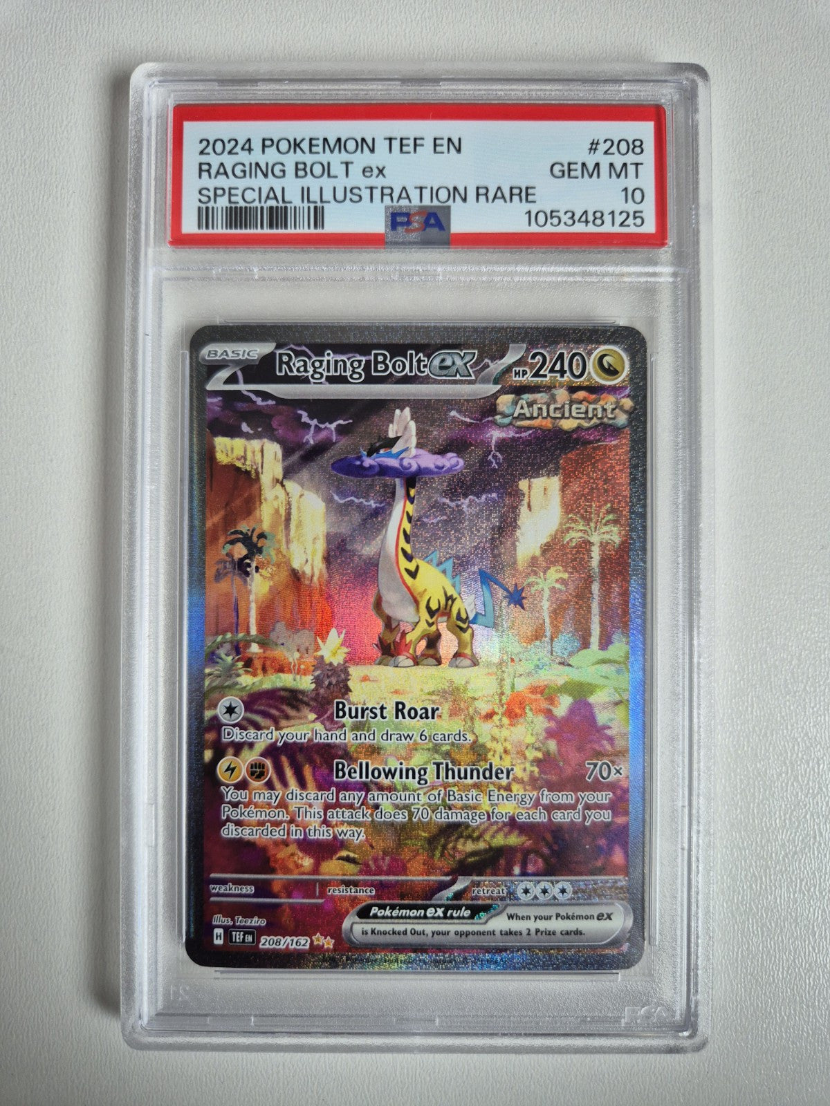 PSA 10 Raging Bolt ex 208/162 Temporal Forces SIR Pokémon TCG GEM MINT