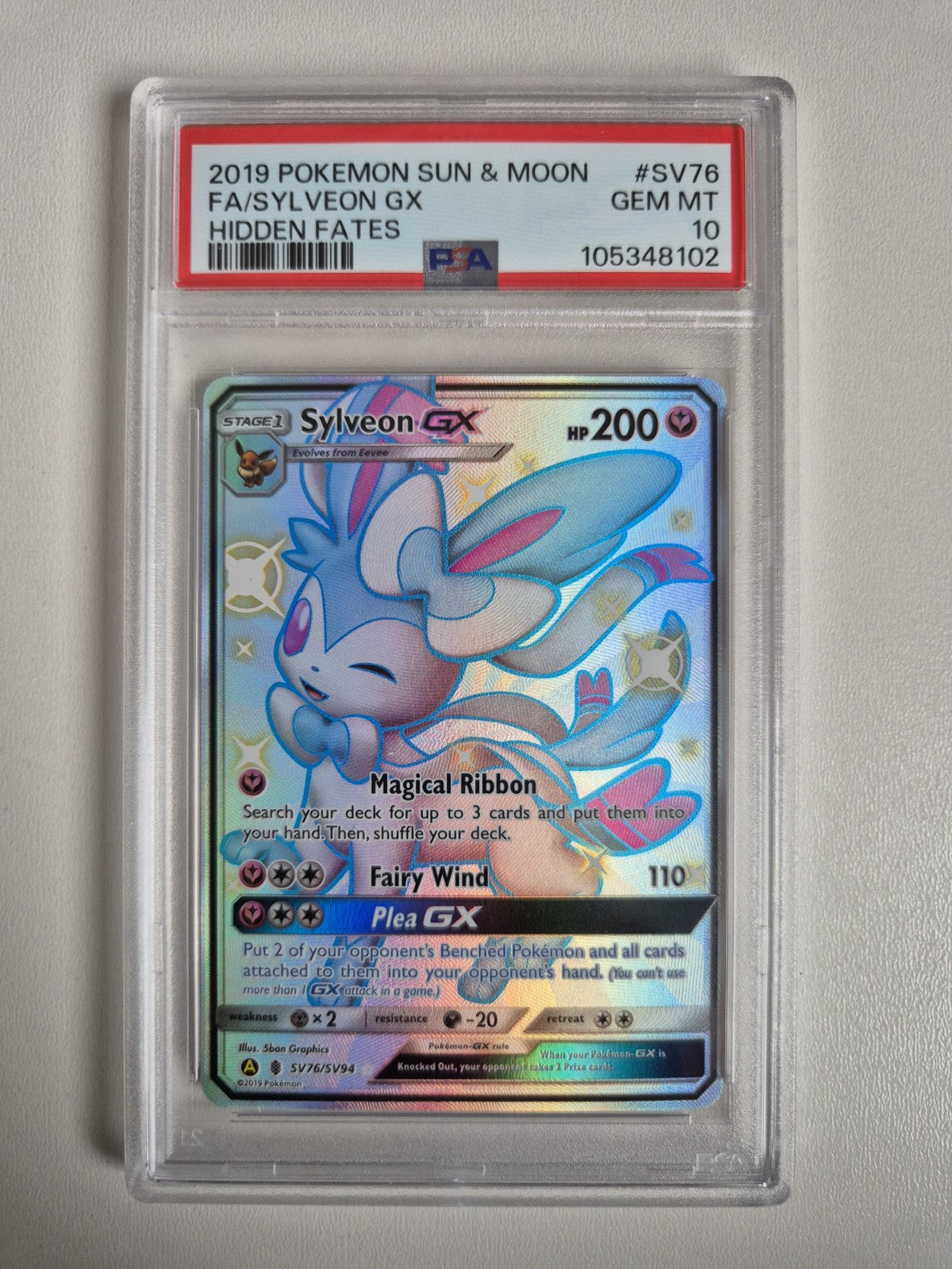 PSA 10 Sylveon GX SV76/SV94 Hidden Fates Pokemon Full Art Holo Gem Mint