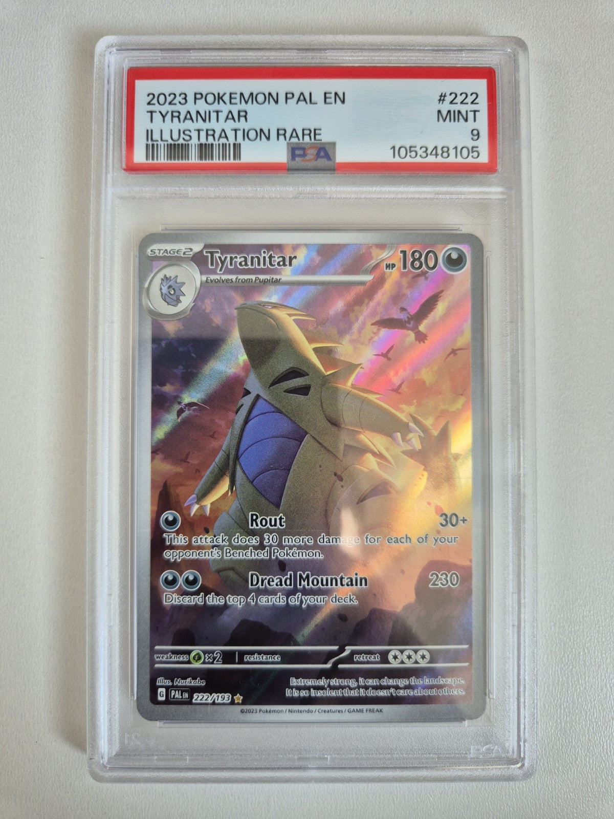 PSA 9 Tyranitar 222/193 Paldea Evolved Illustration Rare IR Pokémon Card MINT
