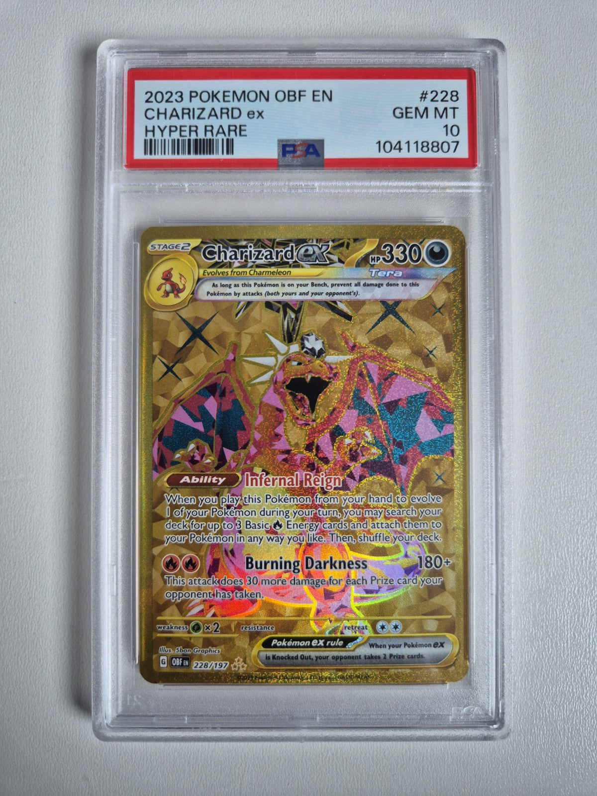 PSA 10 Charizard ex 228/197 Obsidian Flames Gold Hyper Rare Pokémon GEM MINT