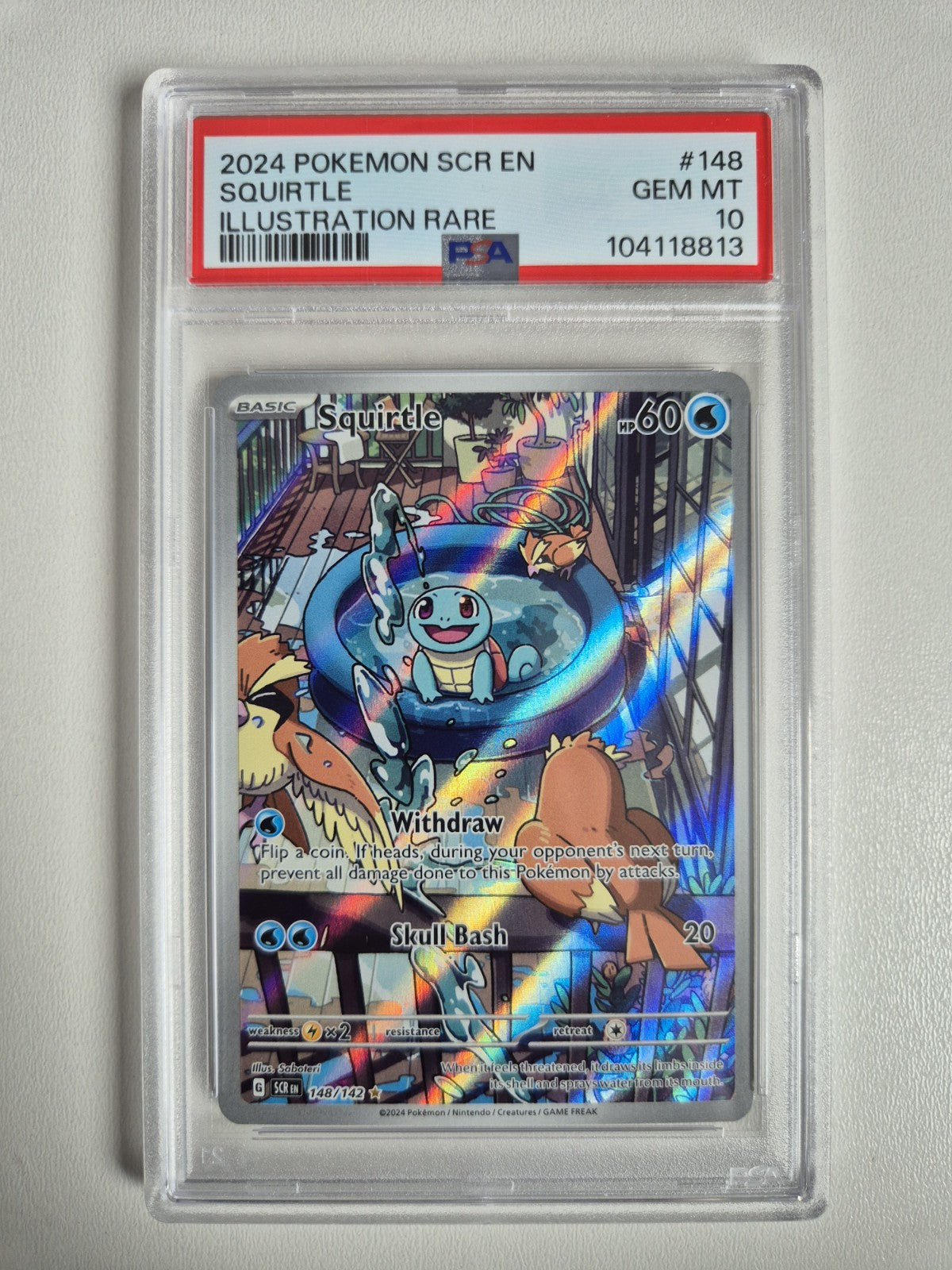 PSA 10 Squirtle 148/142 Stellar Crown Illustration Rare Pokemon TCG GEM MINT