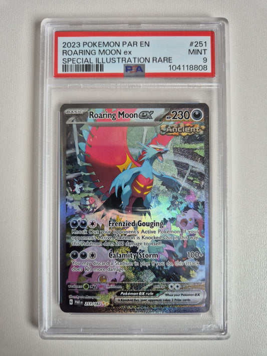 PSA 9 Roaring Moon ex 251/182 Paradox Rift Special Illustration Rare MINT