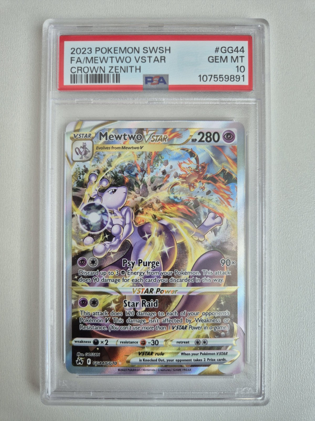 PSA 10 Mewtwo VSTAR GG44/GG70 Crown Zenith Pokemon Full Art Secret GEM MINT