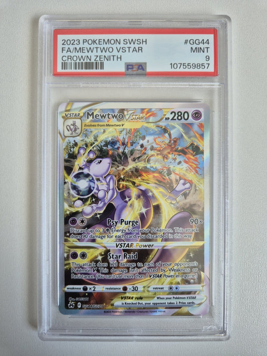 PSA 9 Mewtwo VSTAR GG44/GG70 Crown Zenith Pokemon Full Art Secret MINT