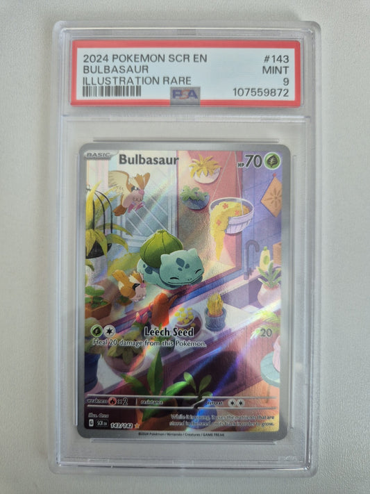 PSA 9 GEM MINT Bulbasaur 143/142 Stellar Crown Illustration Rare Pokemon Card
