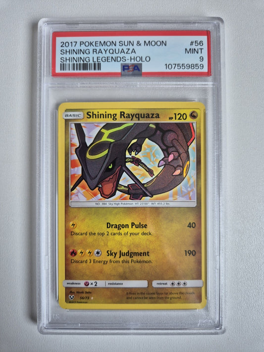 PSA 9 Shining Rayquaza 56/73 Shining Legends Secret Rare Holo Pokemon MINT