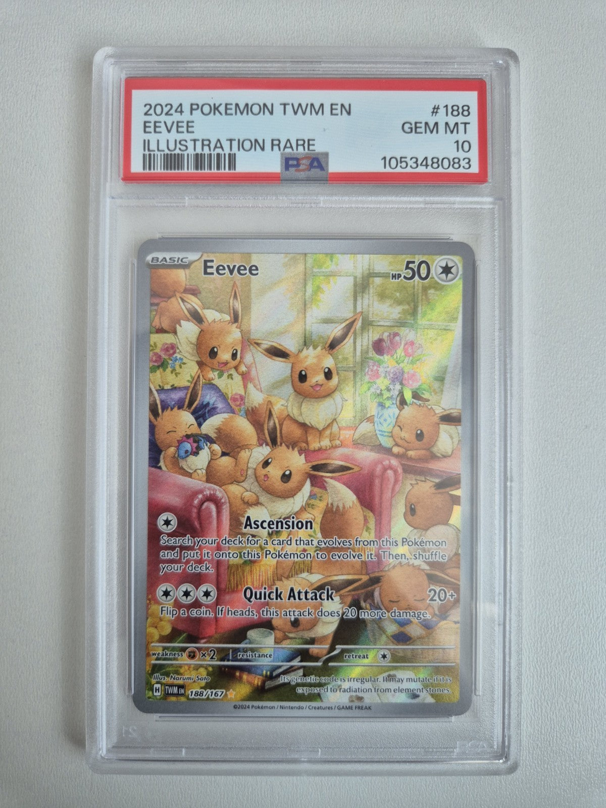 PSA 10 Eevee 188/167 Illustration Rare Twilight Masquerade Pokémon TCG GEM MINT