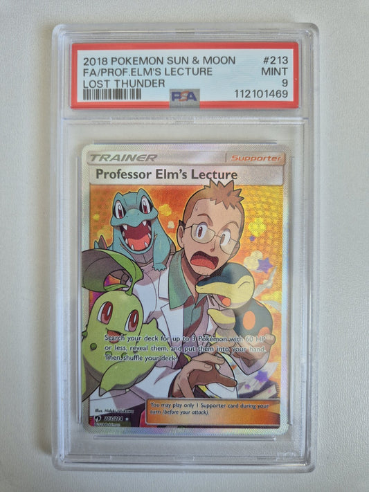 PSA 9 Professor Elm's Lecture 213/214 Lost Thunder Full Art Trainer MINT