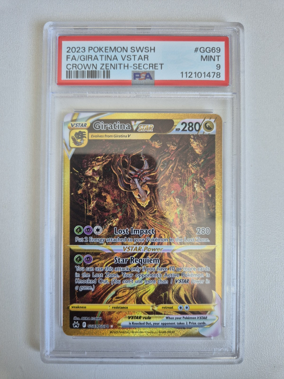 PSA 9 Giratina VSTAR GG69/GG70 Gold Secret Rare Pokemon Crown Zenith MINT