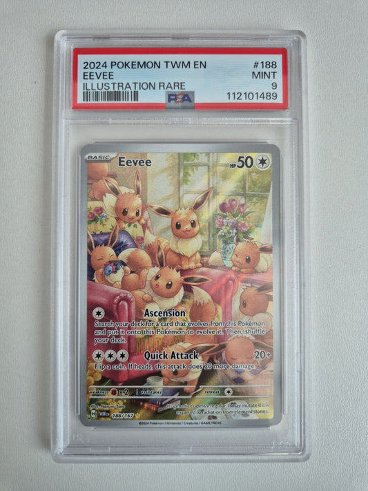 PSA 9 Eevee 188/167 Illustration Rare Twilight Masquerade Pokemon Card MINT