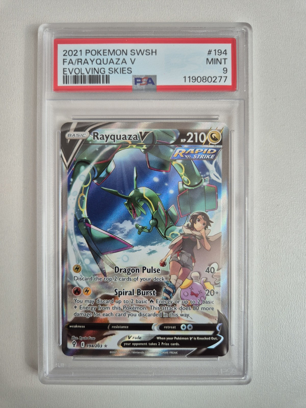 PSA 9 Rayquaza V Evolving Skies 194/203 Alternate Art Ultra Rare Pokémon MINT