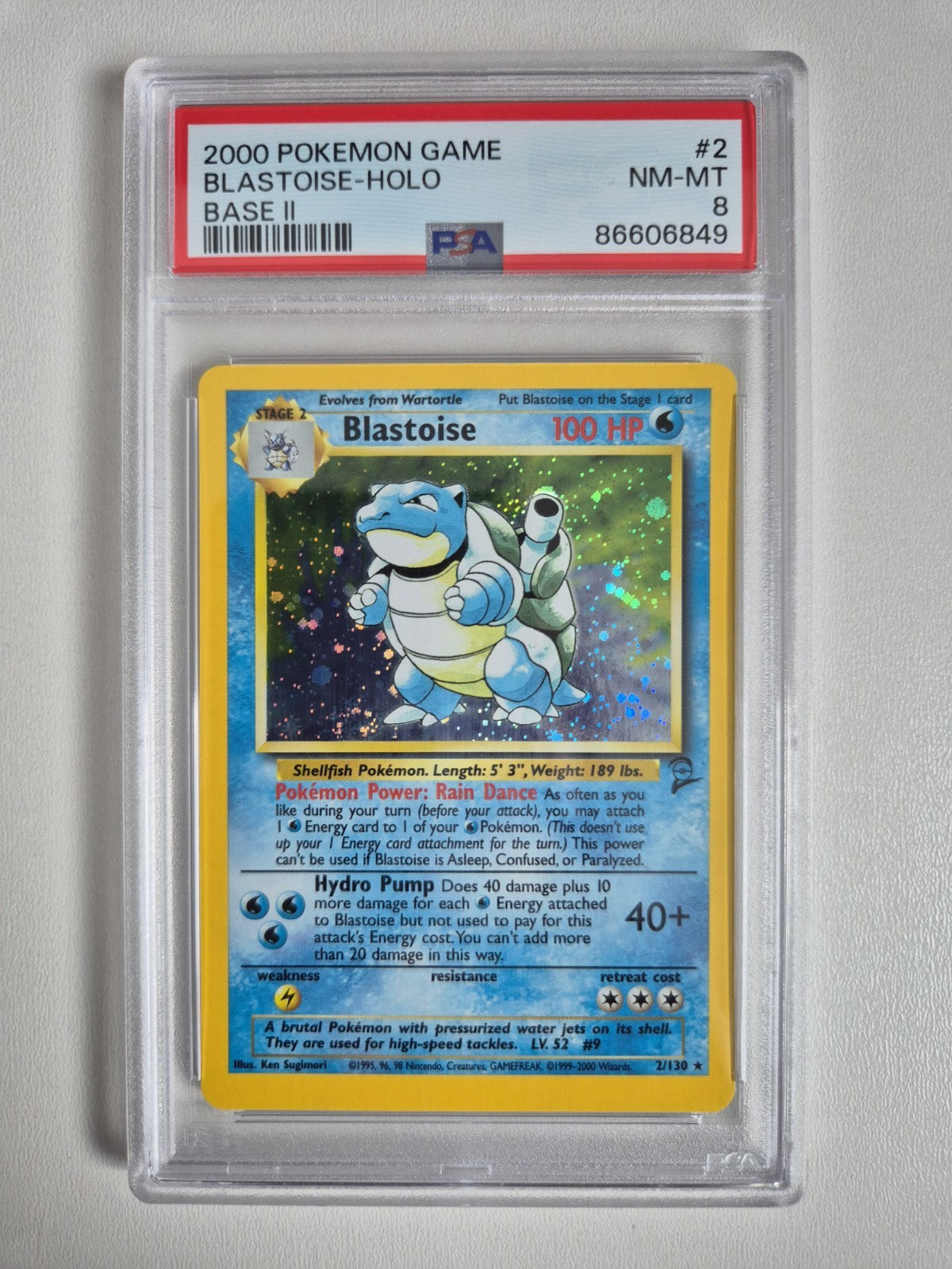 PSA 8 Blastoise 2/130 Base Set 2 Holo Pokemon TCG 2000 WOTC NM-MT