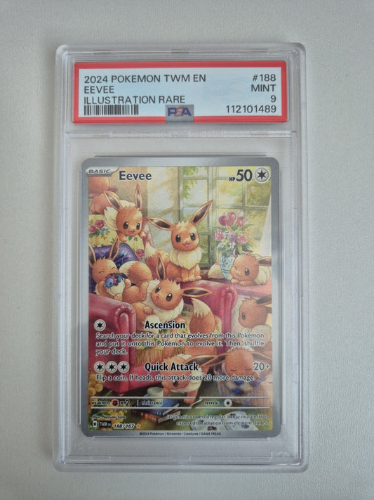 PSA 9 Eevee Illustration Rare 188/167 Twilight Masquerade Pokemon TCG 2024 MINT