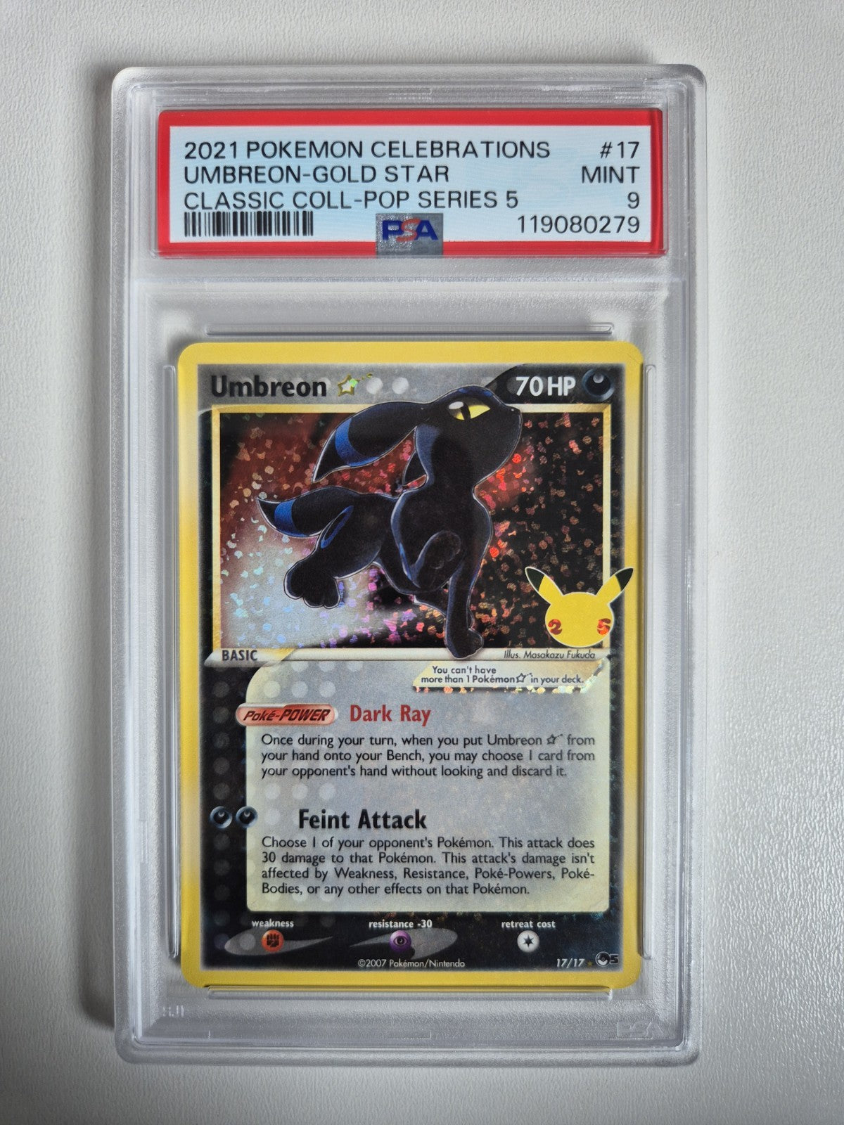 PSA 9 Umbreon 17/17 Gold Star Pokemon Celebrations 25th Anniversary 2021 MINT