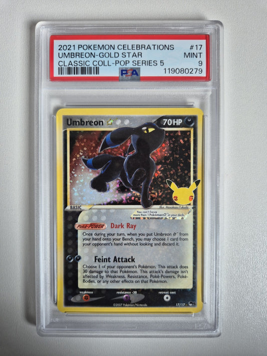 PSA 9 Umbreon 17/17 Gold Star Pokemon Celebrations 25th Anniversary 2021 MINT