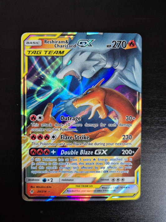 Reshiram & Charizard GX 20/214 Unbroken Bonds Pokemon TCG Near Mint Condition