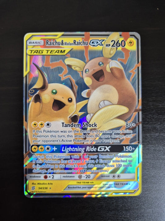 Raichu & Alolan Raichu GX Unified Minds Card 54/236 Pokemon TCG Near Mint