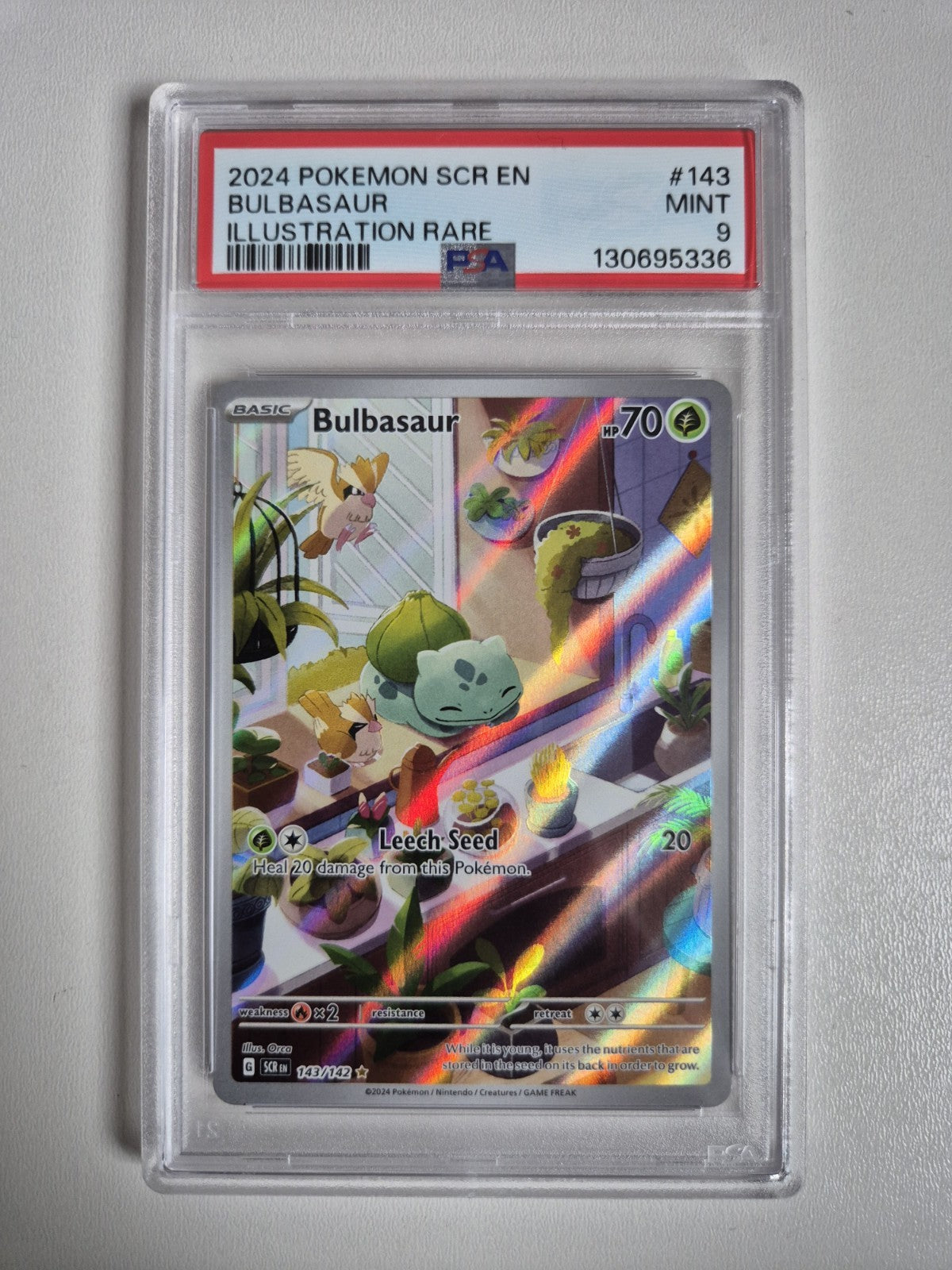 PSA 9 Bulbasaur 143/142 Stellar Crown Illustration Rare Holo Pokémon TCG MINT