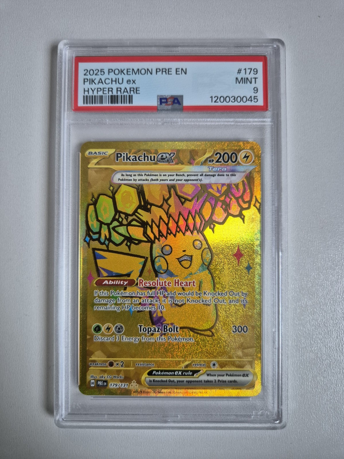 PSA 9 Pikachu ex 179/131 Prismatic Evolutions Hyper Rare Gold Pokemon Card MINT