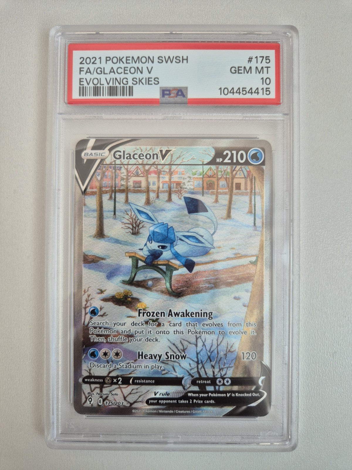 PSA 10 Glaceon V Alt Art Evolving Skies 175/203 SWSH Ultra Rare Pokémon GEM MINT