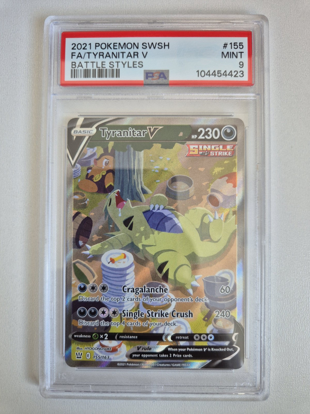 PSA 9 Tyranitar V 155/163 Full Art Pokemon Battle Styles Alt Art 2021 MINT