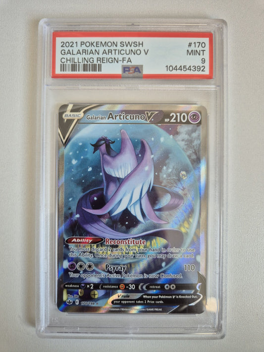 PSA 9 Galarian Articuno V 170/198 Pokemon TCG Chilling Reign Alternate Art Rare