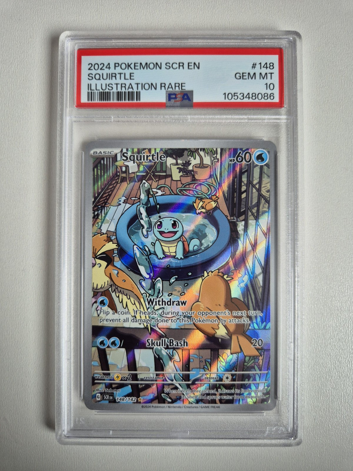 PSA 10 Squirtle 148/142 Stellar Crown Illustration Rare Pokemon Card GEM MINT