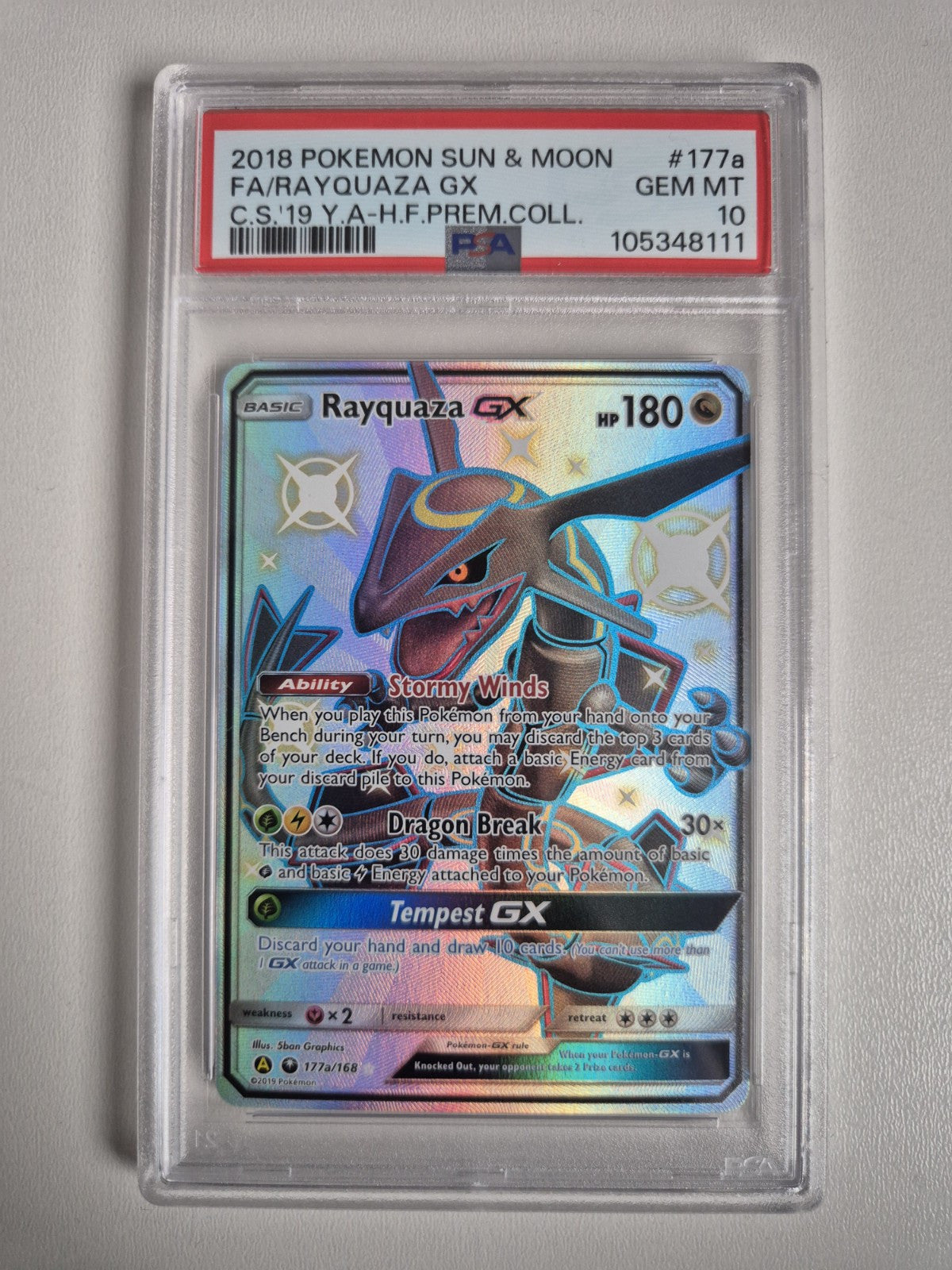 PSA 10 Rayquaza GX Full Art 177a Pokemon Sun & Moon 2018 Promo Rare Gem Mint
