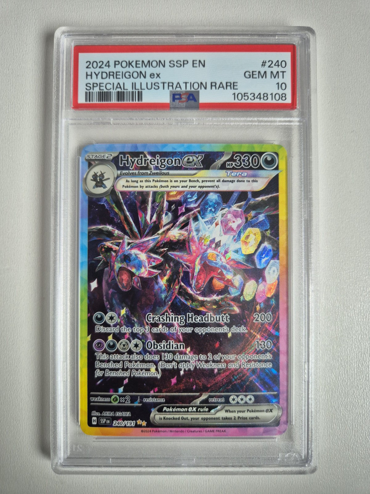 PSA 10 Hydreigon ex 240/191 Sv08 Surging Sparks SIR Pokemon TCG GEM MINT