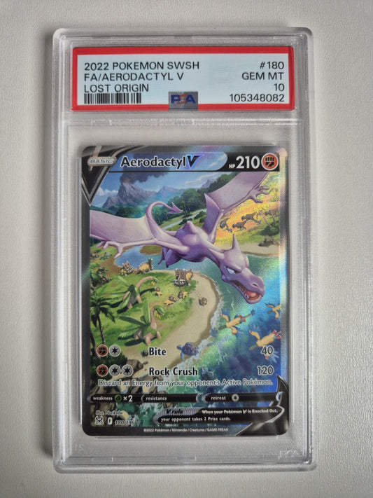 PSA 10 Aerodactyl V Alternate Alt Art Lost Origin 180/196 Pokemon Card Gem Mint