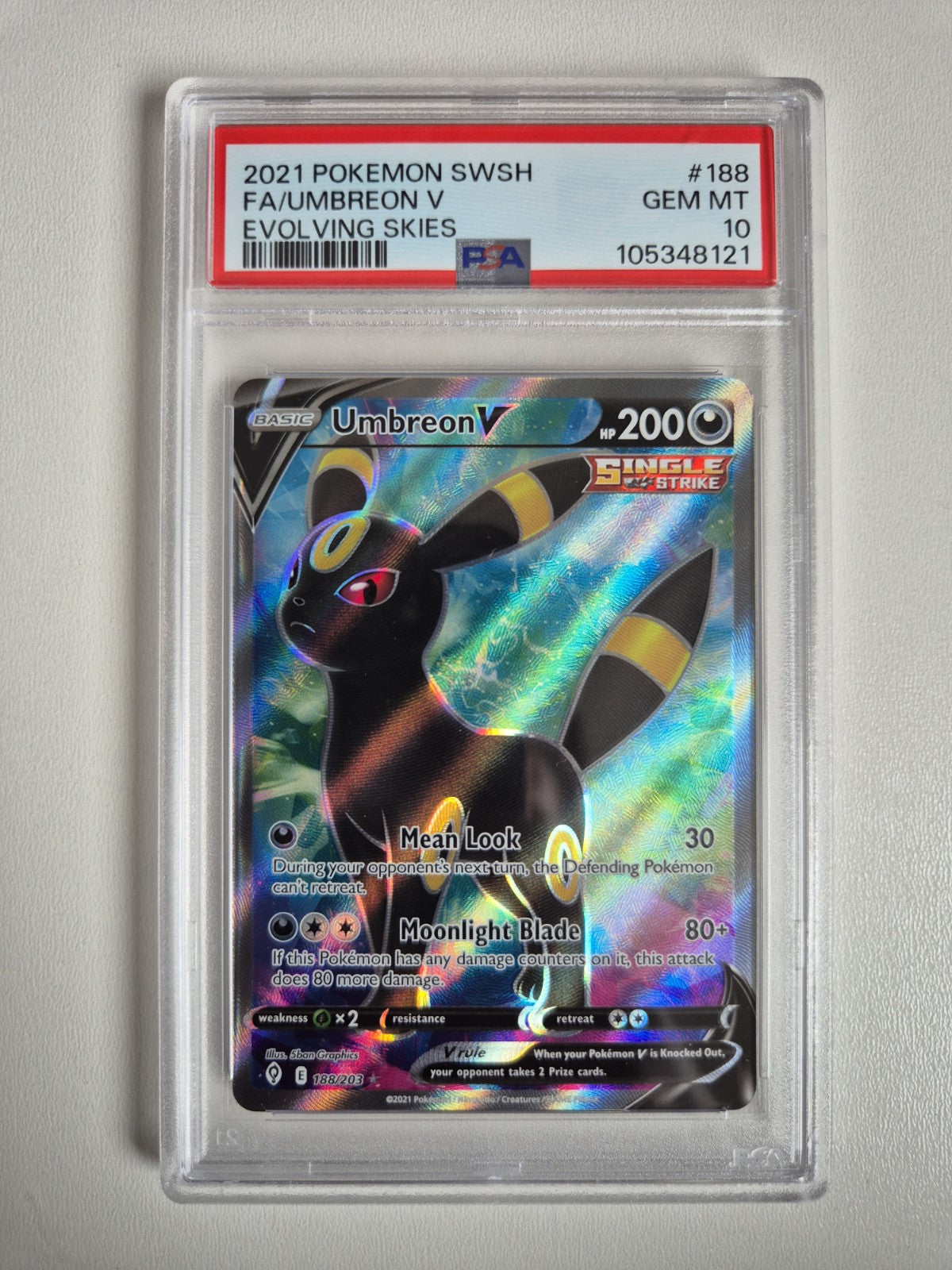 PSA 10 Umbreon V Evolving Skies 188/203 Full Art Pokémon TCG GEM MINT
