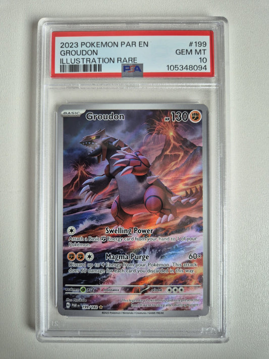 PSA 10 Groudon 199/182 Paradox Rift 2023 Illustration Rare Pokemon GEM MINT