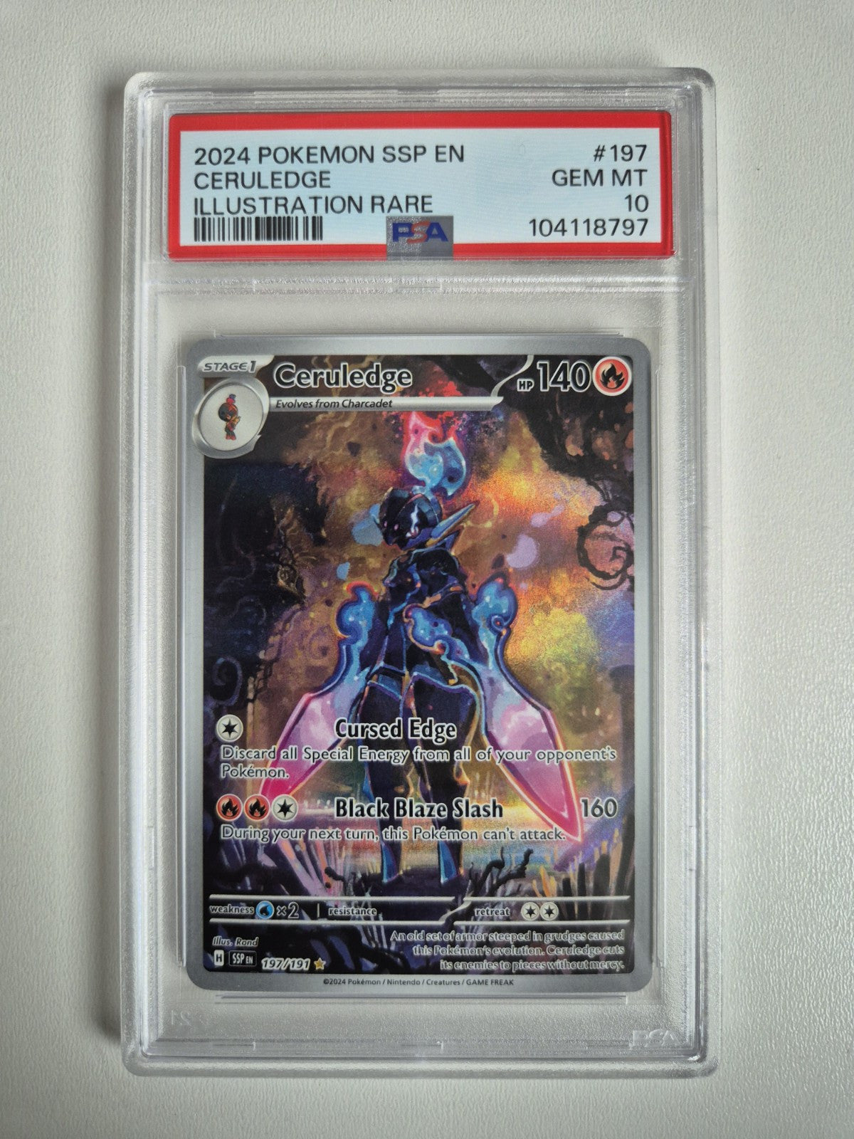 PSA 10 Ceruledge 197/191 Surging Sparks Illustration Rare Pokémon Card GEM MINT