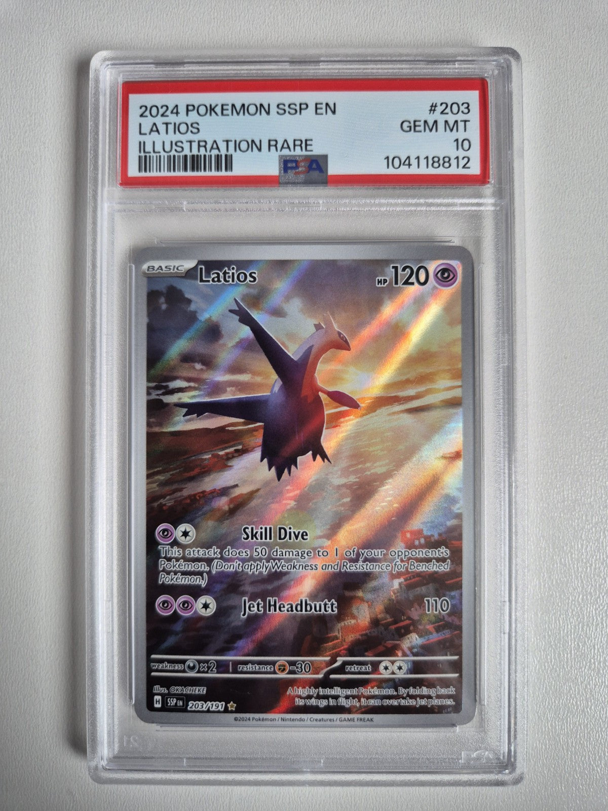 PSA 10 Latios 203/191 Surging Sparks Illustration Rare TCG Pokemon Card GEM MINT