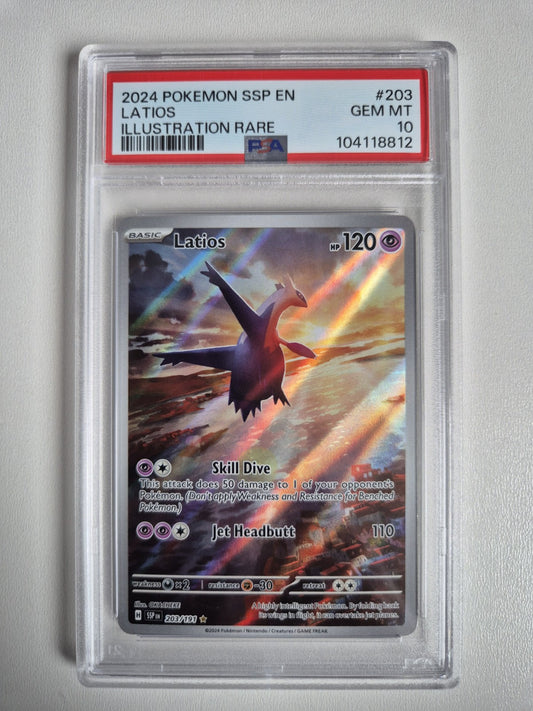 PSA 10 Latios 203/191 Surging Sparks Illustration Rare TCG Pokemon Card GEM MINT