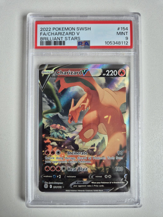 PSA 9 Charizard V 154/172 Brilliant Stars  Alternate Art Pokemon Ultra Rare MINT