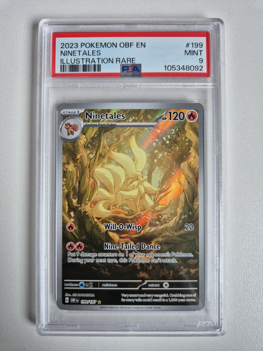 PSA 9 Ninetales 199/197 Obsidian Flames Illustration Rare Pokemon Card Mint