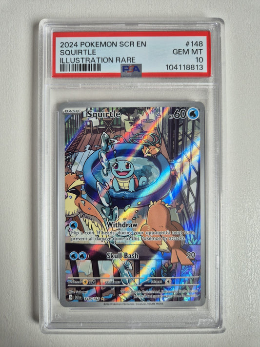 PSA 10 Squirtle 148/142 Stellar Crown Illustration Rare Pokemon TCG GEM MINT