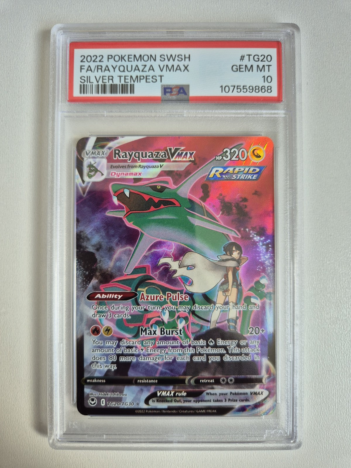 PSA 10 Rayquaza VMAX TG20/TG30 Silver Tempest Trainer Gallery Pokémon GEM MINT