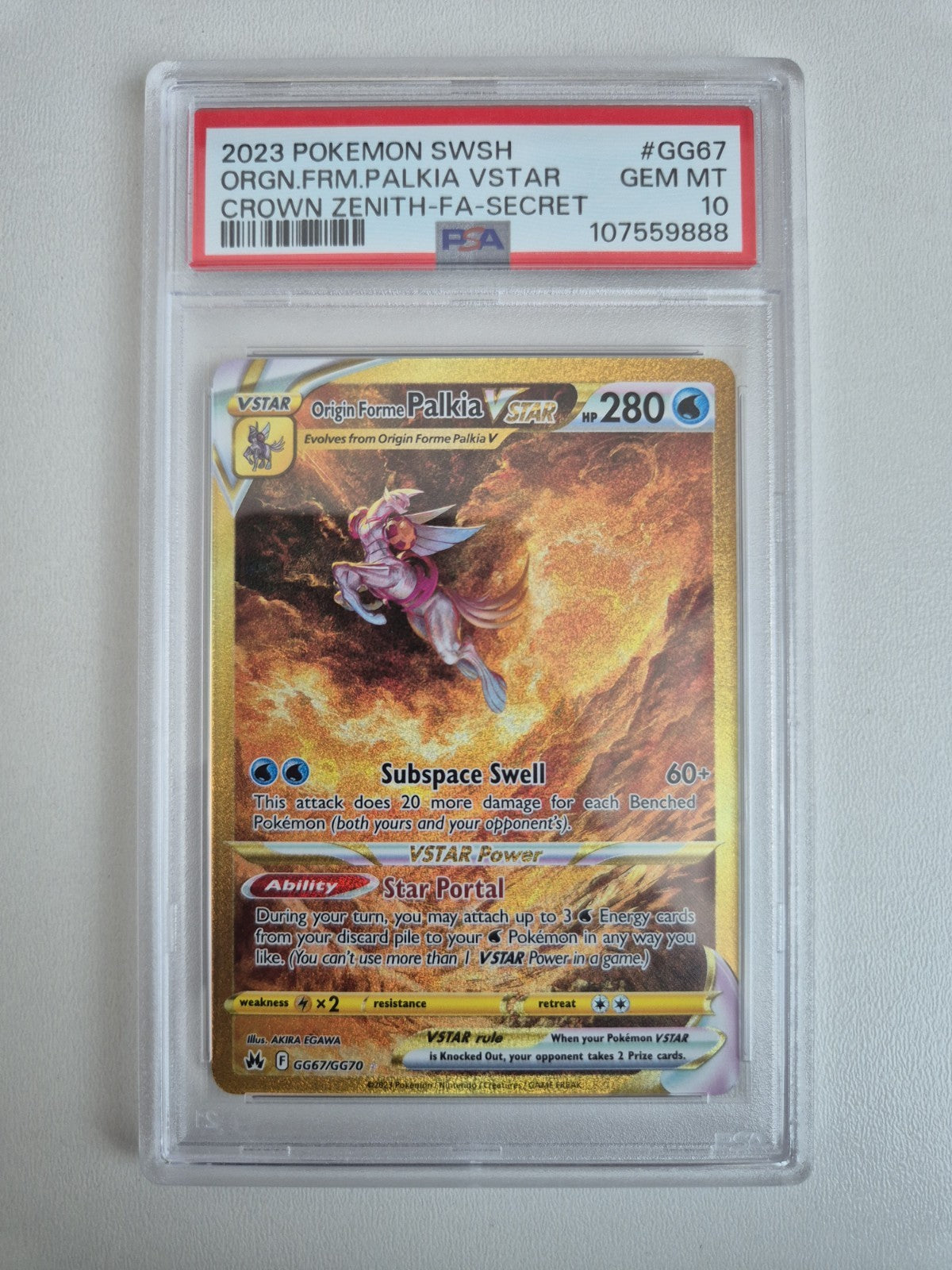 PSA 10 Origin Forme Palkia Vstar GG67/GG70 Holo Crown Zenith Pokemon GEM MINT