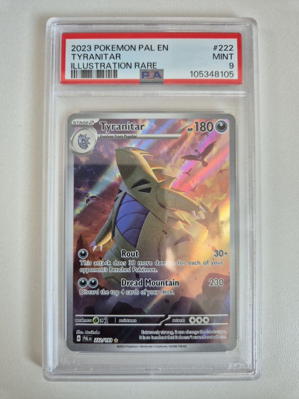 PSA 9 Tyranitar 222/193 Paldea Evolved Illustration Rare IR Pokémon TCG MINT