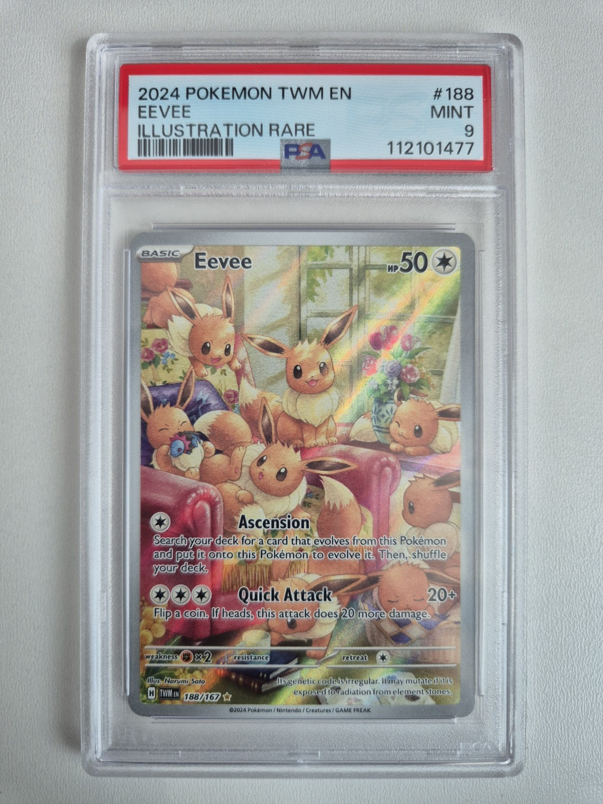 PSA 9 Eevee 188/167 Illustration Rare Twilight Masquerade Pokemon TCG MINT