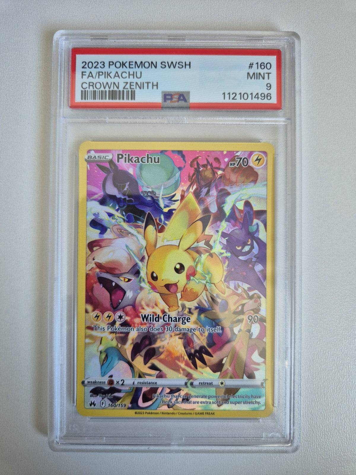 PSA 9 Pikachu 160/159 Crown Zenith Full Art Secret Rare Pokemon Card MINT