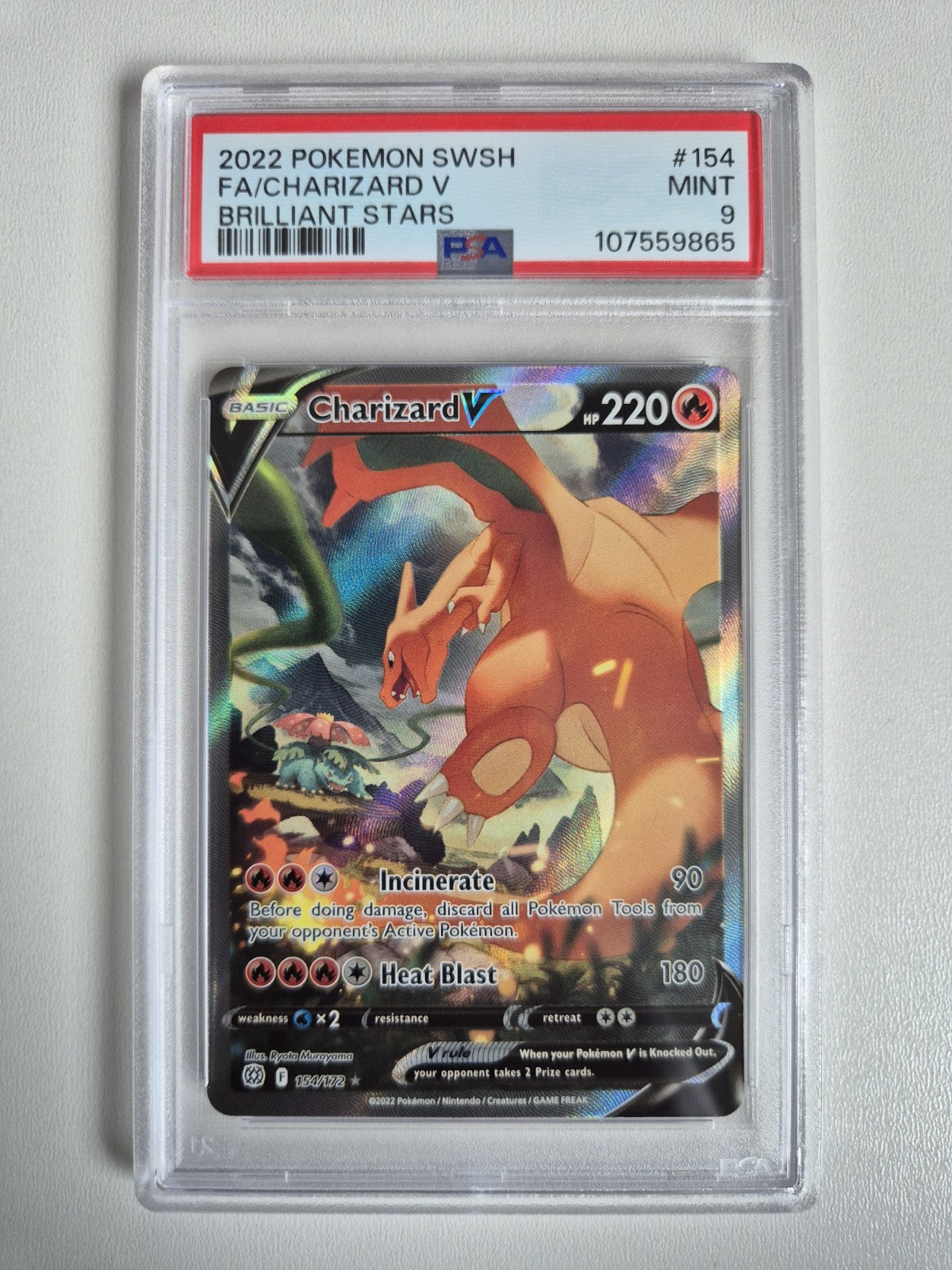 PSA 9 Charizard V 154/172 Brilliant Stars  Alternate Art Pokemon Card MINT