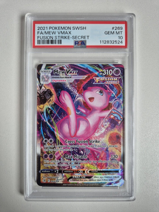 PSA 10 Mew VMAX 269/264 Fusion Strike Holo Card Secret Rare Pokémon TCG Gem Mint