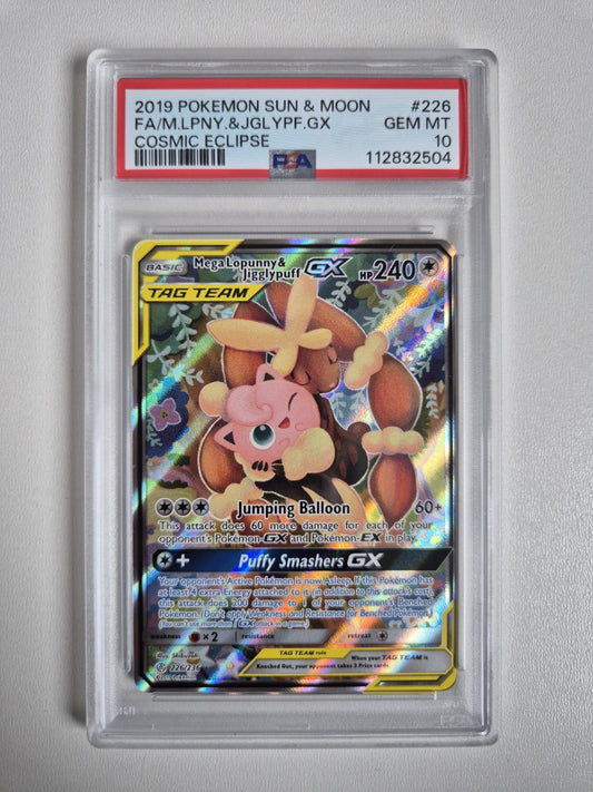 PSA 10 Mega Lopunny & Jigglypuff GX 226/236 Cosmic Eclipse Pokemon GEM MINT