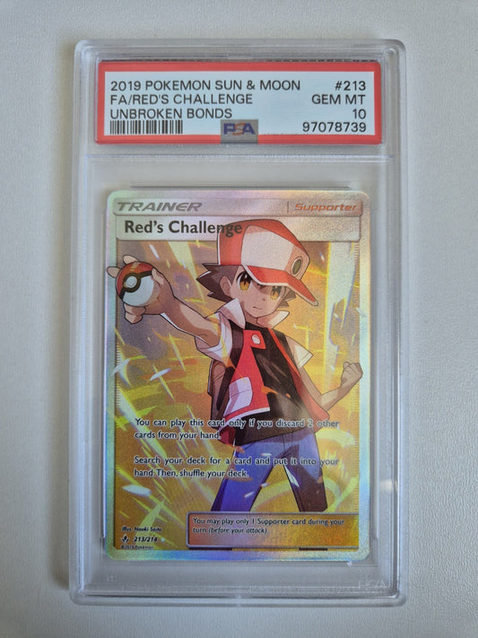 PSA 10 Red's Challenge 213/214 Unbroken Bonds Pokémon Full Art Trainer GEM MINT